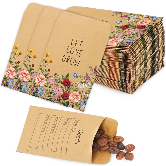 Sobres Kraft FYSUIMU Let Love Grow de Seed Packets, 200 unidades