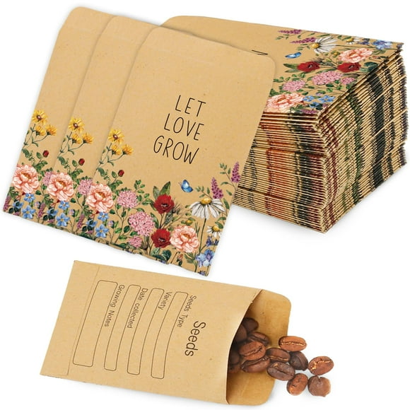 Sobres Kraft FYSUIMU Let Love Grow de Seed Packets, 200 unidades