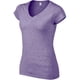 thumbnail image 4 of Gildan- Camiseta de manga corta con cuello en forma de V para mujer (Púrpura jaspeado), 4 of 4