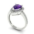 thumbnail image 2 of 2.36 ctw with Simulated Diamond Halo Accents Anniversary Ring for Women | Pear Cut Natural Amethyst | Hyperallergenic Solid 18K White Gold, 2 of 5