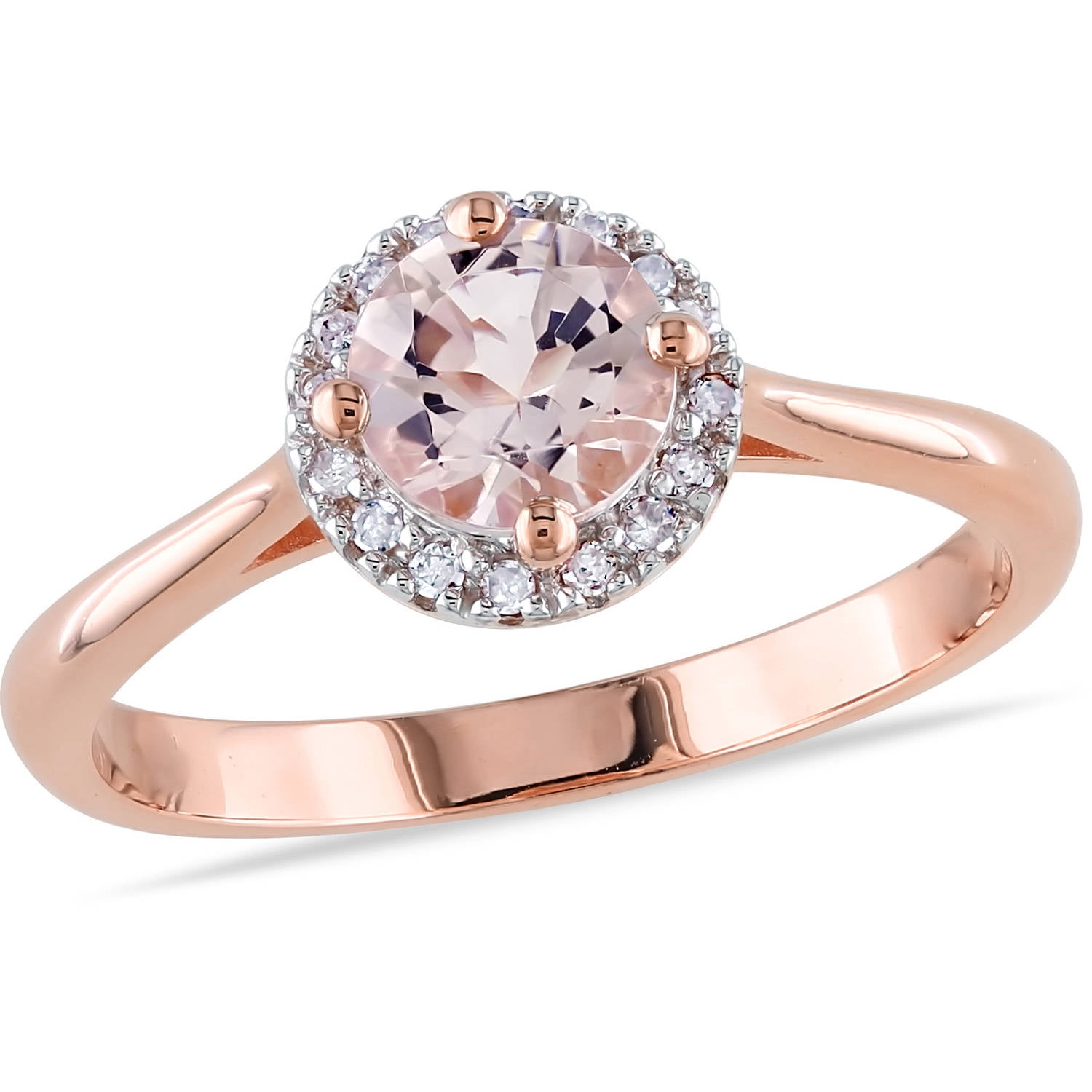 Natural Morganite Solitaire Engagement Ring in Rose Gold Plated Sterling Silver Morganite Engagement Ring Morganite Halo Ring