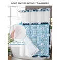 thumbnail image 4 of No Hook Cloth Fabric Shower Curtain with Snap in Liner, Light Blue White Flowers Waterproof Shower Curtains Set with See Through Top Window, Rustic Vintage Botanical Leaves Bath Curtains 72"x96", 4 of 6