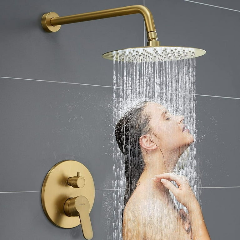 Miscool Rainfall 1-Handle 1-Spray Wall Mount 12 in. High Pressure Shower  Faucet in Brushed Gold (Valve Included) SHSMDH10C003BGL - The Home Depot