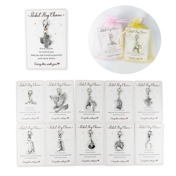 30PCS Pocket Hug Charm Gift Set with Cards & Organza Bags, Inspirational Mini Charm Keepsake Bulk Gifts for Friends, Family, Kids, Party Favors