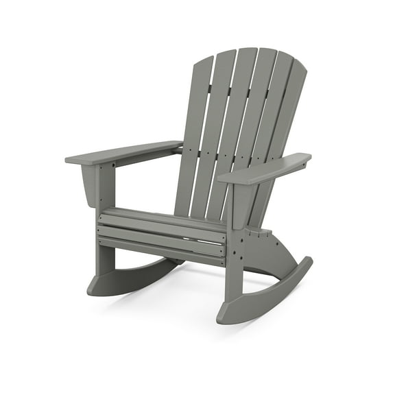 POLYWOOD Nautical Curveback Adirondack Rocking Chair in Slate Grey