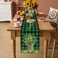 thumbnail image 2 of St. Patrick's Day Table Runner - 70 Inch Long Green Clovers Coin Buffalo Plaid Cotton and Linen Blended Dress Scarves Farmhouse Table Runner for Kitchen Dining, Coffee Table, 13" x 70", 2 of 8