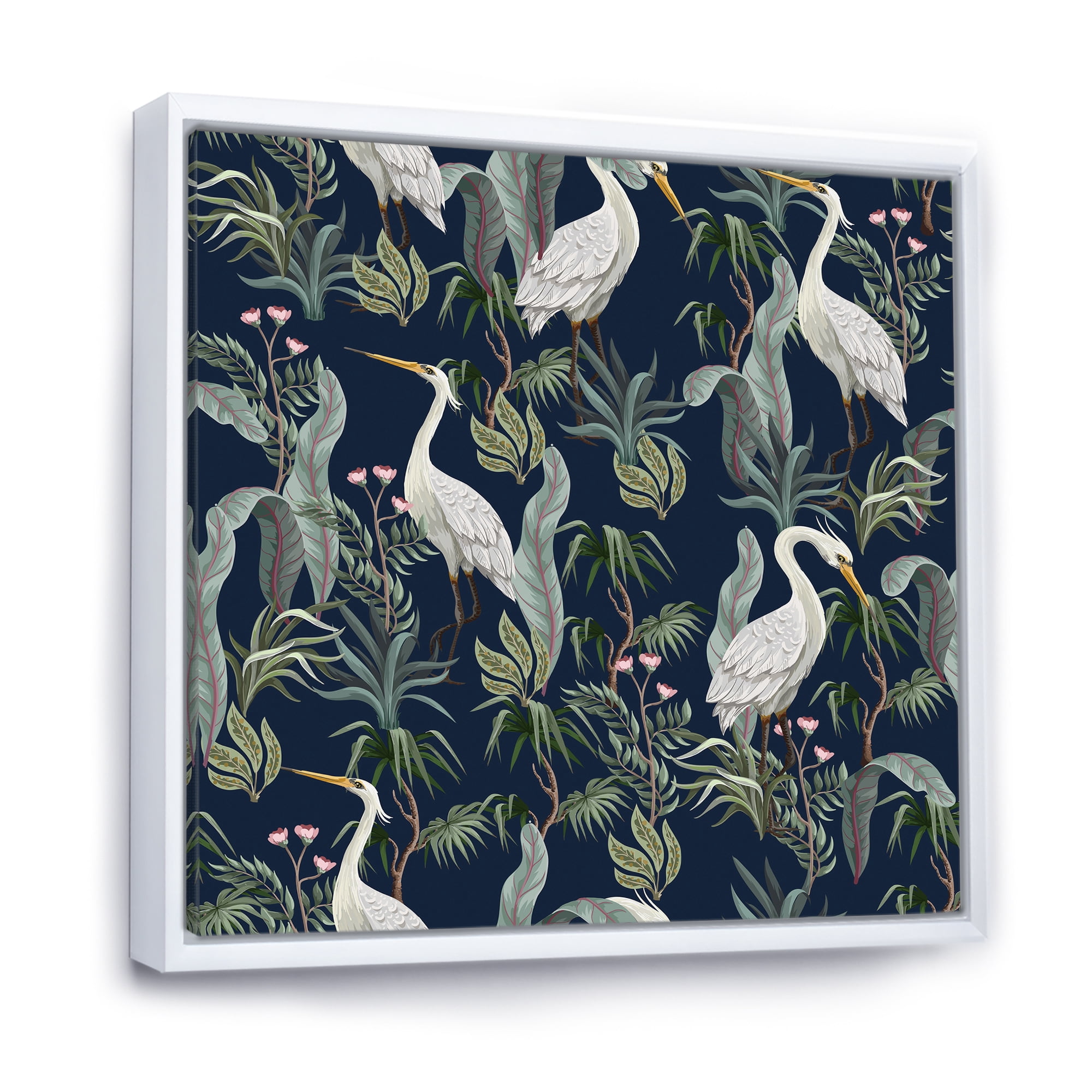 Designart 'Chinoiserie With Peonies and Birds VII' Traditional Framed Canvas Wall Art Print