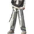 thumbnail image 4 of Y2K Jeans Vintage Estilo Hip Hop Pantalones De Mezclilla Holgados Pantalones Rectos De Ajuste Holgado, 4 of 5