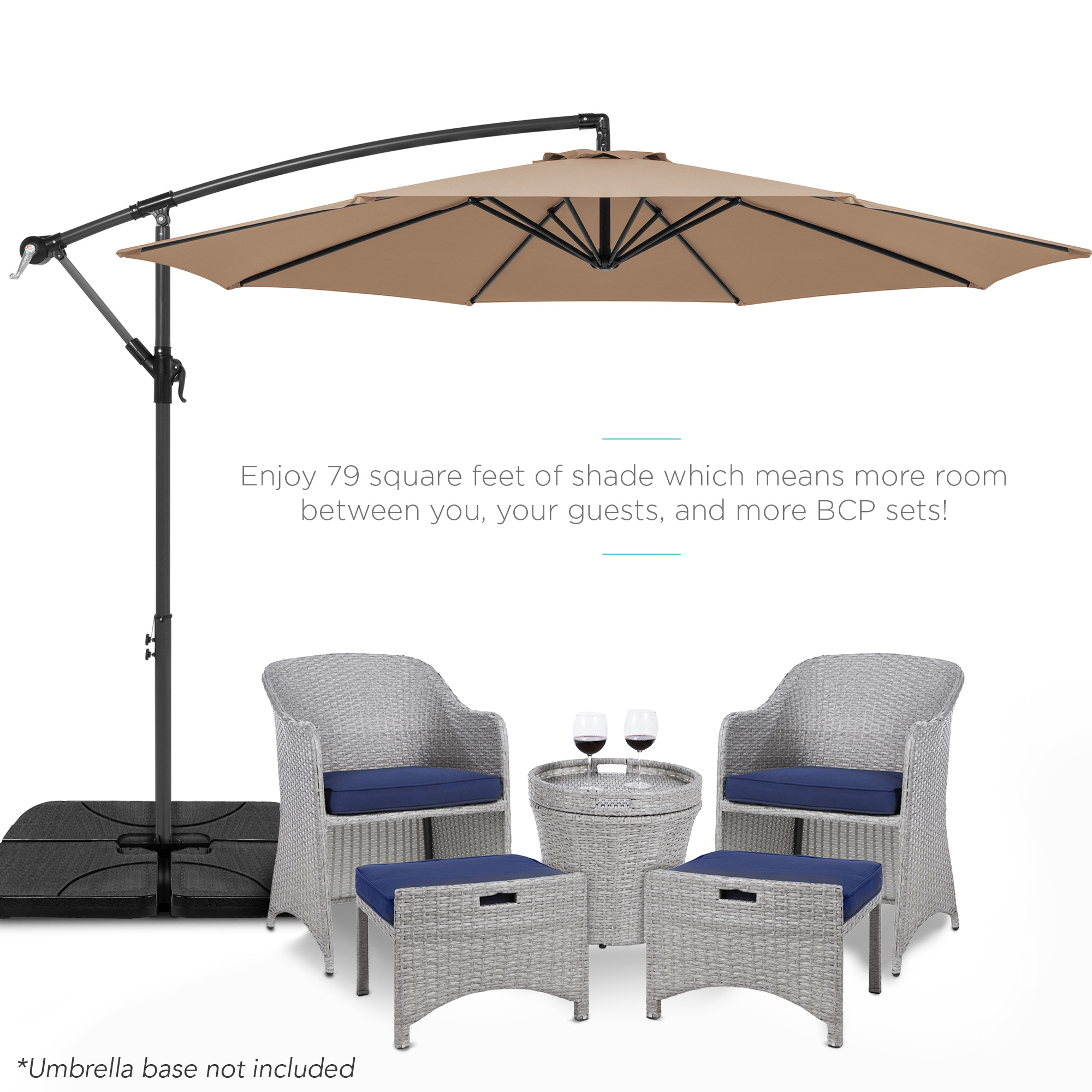 Best Choice Products 10ft Offset Hanging Outdoor Market Patio Umbrella w/ Easy Tilt Adjustment - Tan - image 2 of 7