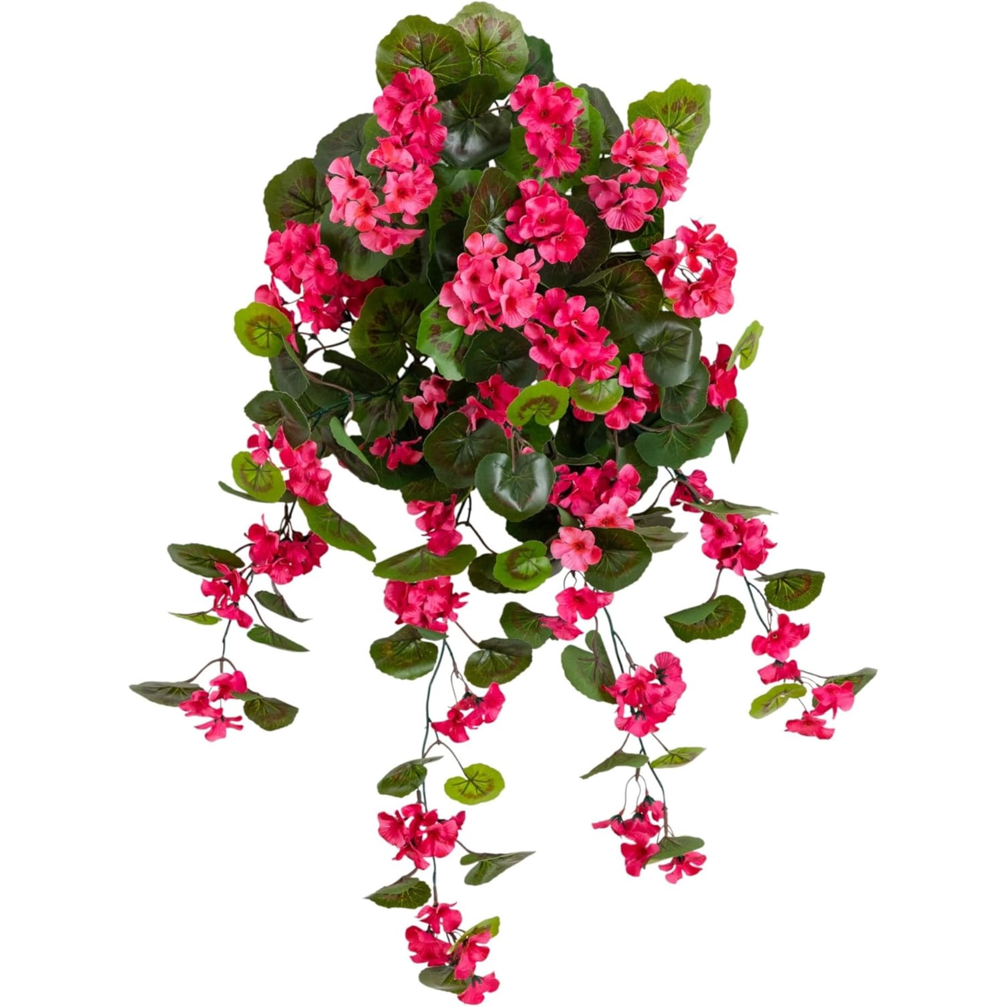 Nearly Natural UV Resistant Artificial Geranium Outdoor Hanging Plant - 29" - Set of 2 - Pink