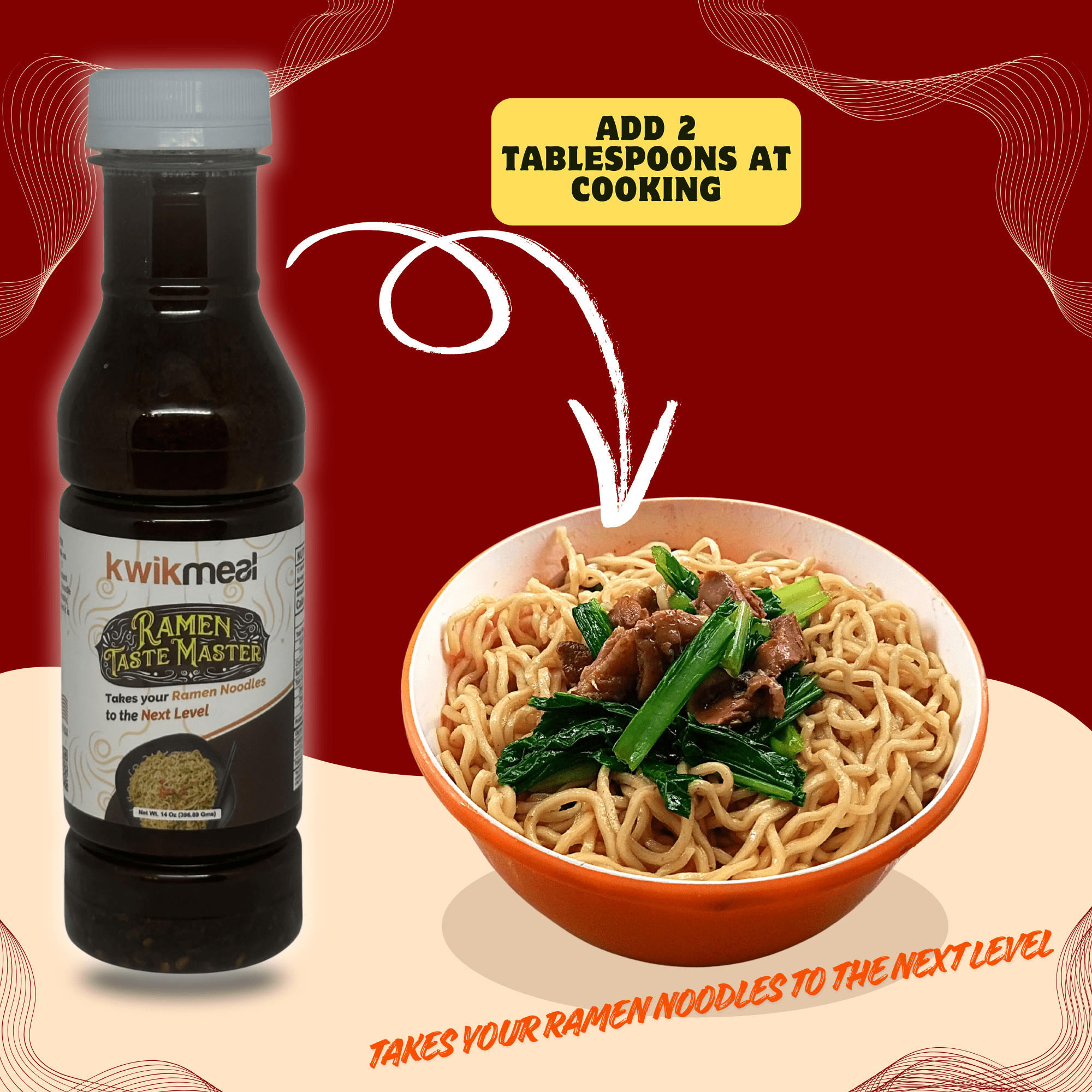 KWIKMEAL RAMAN TASTE MASTER - THE UNIQUE TASTE BOOSTER THAT WILL TAKE YOUR RAMEN OR INSTANT NOODLE TO THE NEXT LEVEL. JUST ADD 1-2 TABLESPOON BEFORE COOKING AND TASTE THE DIFFERENCE - 2 PACK.