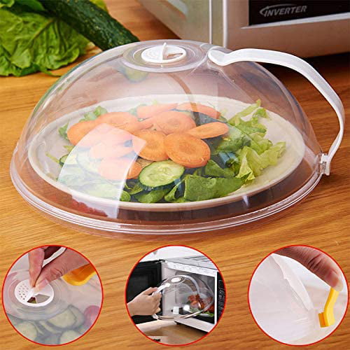 Microwave Splatter Cover Microwave Cover for Food Large Microwave Plate Food Cover with Easy Grip Handle Anti-Splatter Lid with Enlarge Perforated