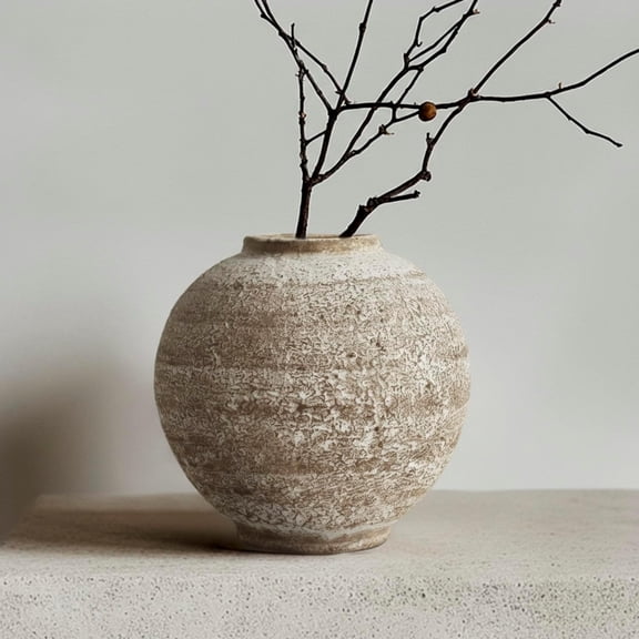 Ceramic Farmhouse Vase Rustic Decor,Pottery Decorative Flower Vases for Decor,Boho Vase for Table, Living Room,Bathroom,,Mantel Decoration,5.5 inch