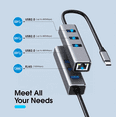 thumbnail image 4 of DOONJIEY  USB3.0 Type C to LAN RJ45 Adapter 4 Port USB 2.0 Hub 100Mbps USB C Hub Ethernet for Laptop PC Tablet, 4 of 14