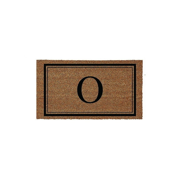 Evergreen Monogram Indoor Outdoor 100% Natural Coir Doormat 28" x 16" | Letter "O"