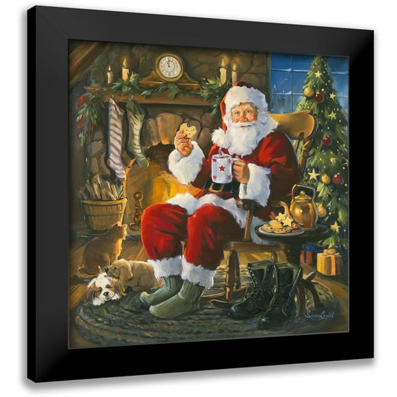 Comish, Susan 12x12 Black Modern Framed Museum Art Print Titled - Santa Cookie Break