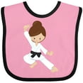 thumbnail image 3 of Inktastic Karate Girl, Cute Girl, Black Belt, Brown Hair Girls Baby Bib, 3 of 4
