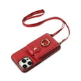 thumbnail image 2 of for iPhone 13 Pro Max Case, Elegant Minimalist Wallet Case with Ring Kickstand and Shoulder Strap, Shockproof Stylish Protective Durable PU Leather Cover for iPhone 13 Pro Max, Red, 2 of 8