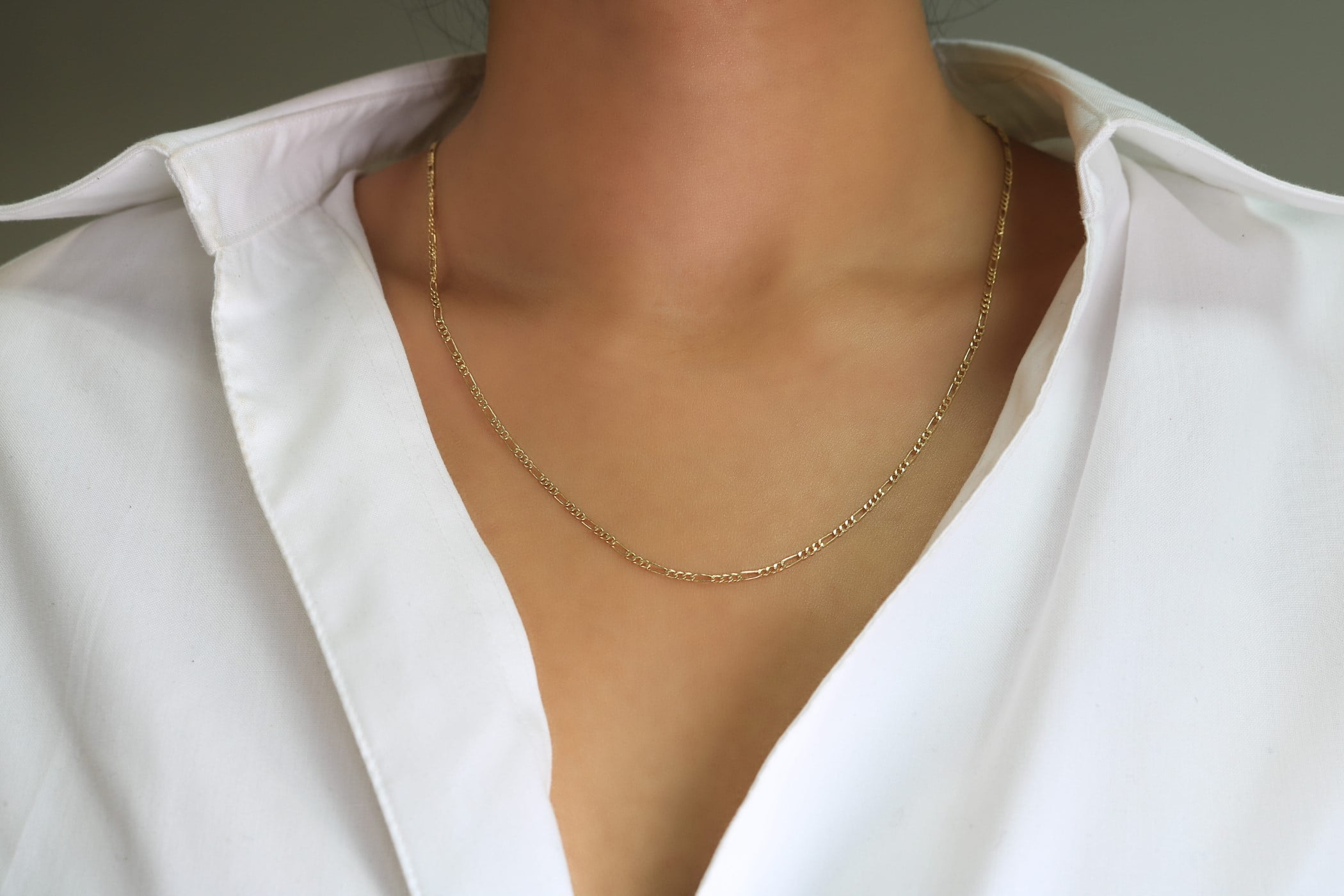 Nuragold 14k Real Yellow Gold Figaro Link 2mm Chain Necklace (16"-24") Dainty Italian Jewelry for Men & Women