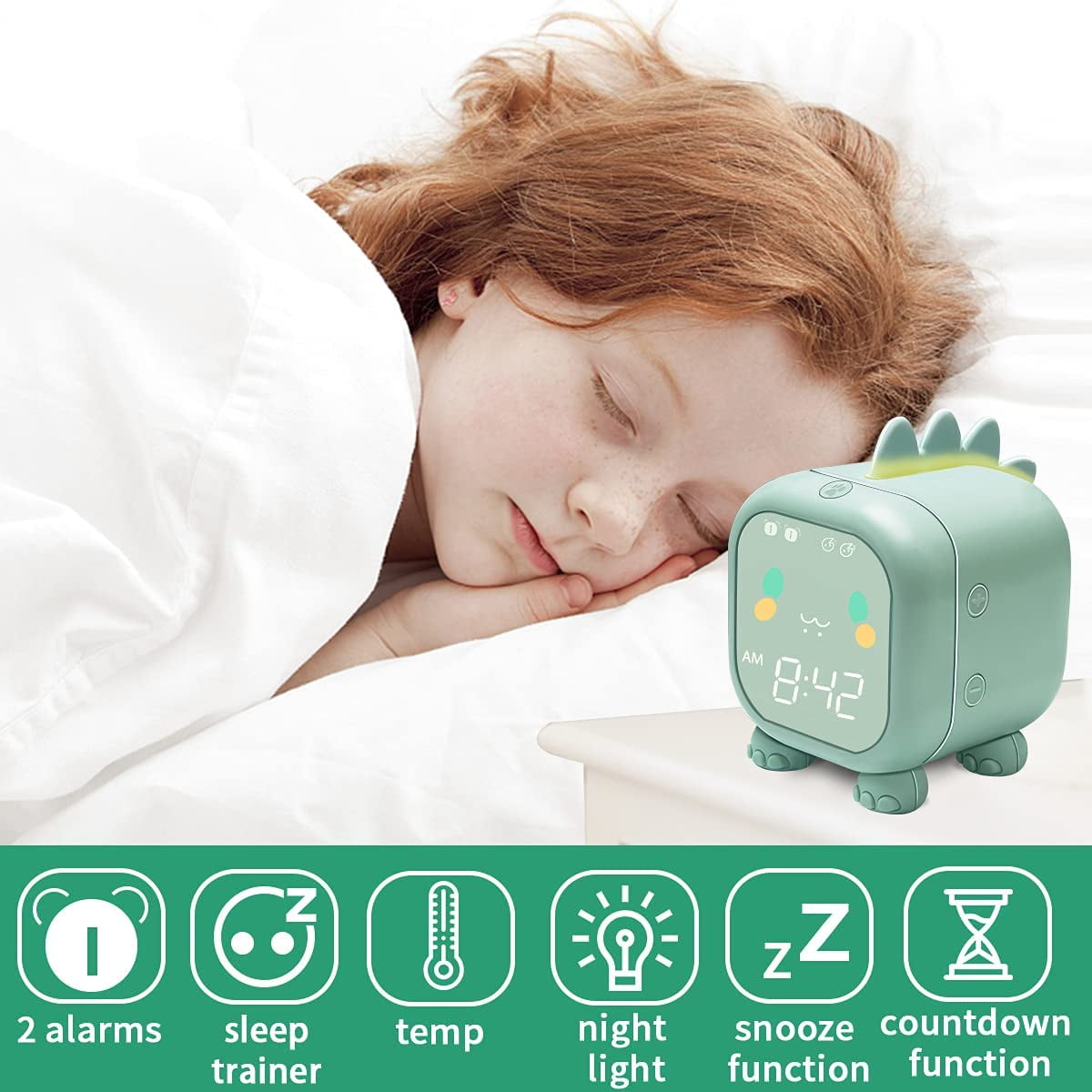 Reveil Enfant Educatif Jour/nuit Yiliaw Horloge Réveil Éléphant Avec Veilleuse Pour Enfants, Lampe Rechargeable En Silicone, Lampe Animaux Mignonne De Bureau, Compagnon Idéal Pour Le Reveil Angel