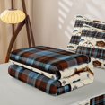 thumbnail image 5 of Manfei Rustic Cabin Zipper Queen Comforter Set with Fitted Sheet and 2 Pillowcases, Fishing Plaid Zipper Bedding Set, Blue Cream, Gray Reversible, 4 Pieces, 5 of 7