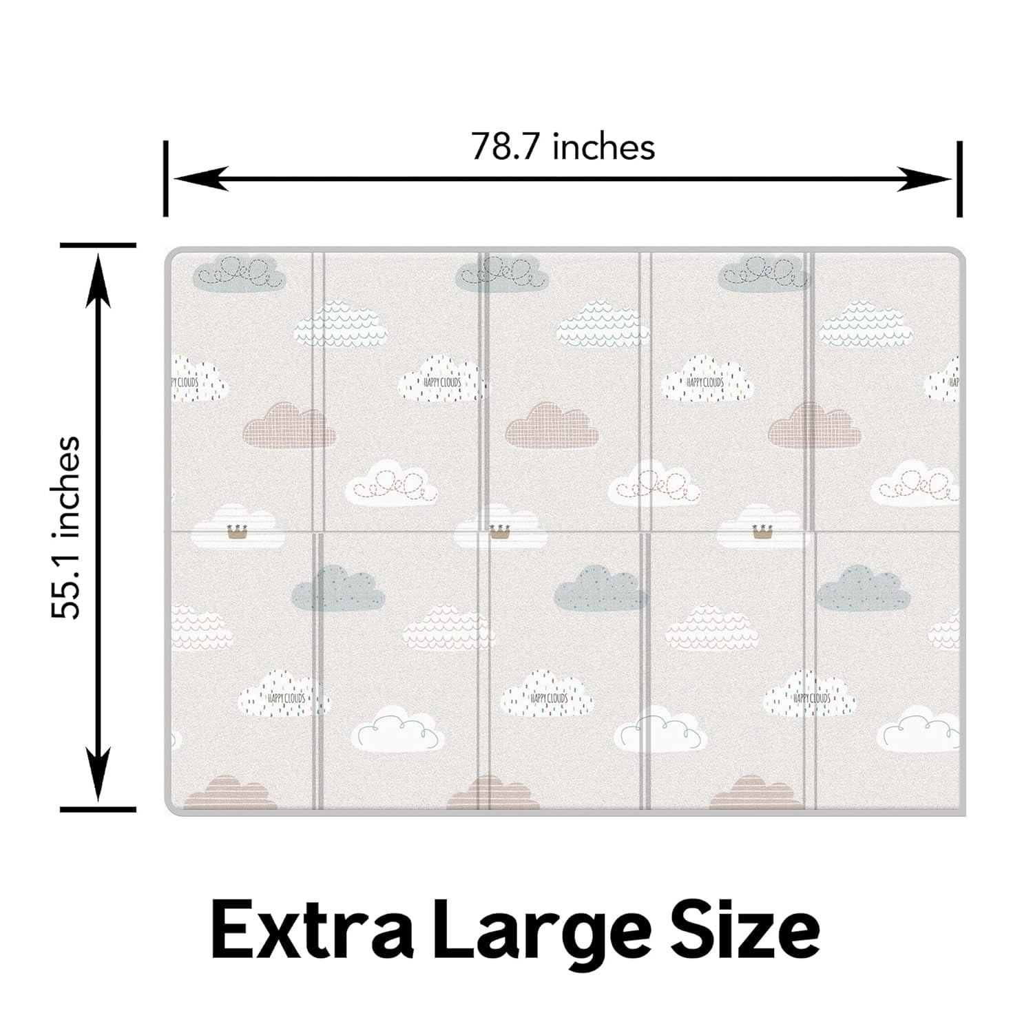Parklon Silky Cotton Foldable Baby Play Mat -Large Size (78.7x55.1) -Cloud Bebe