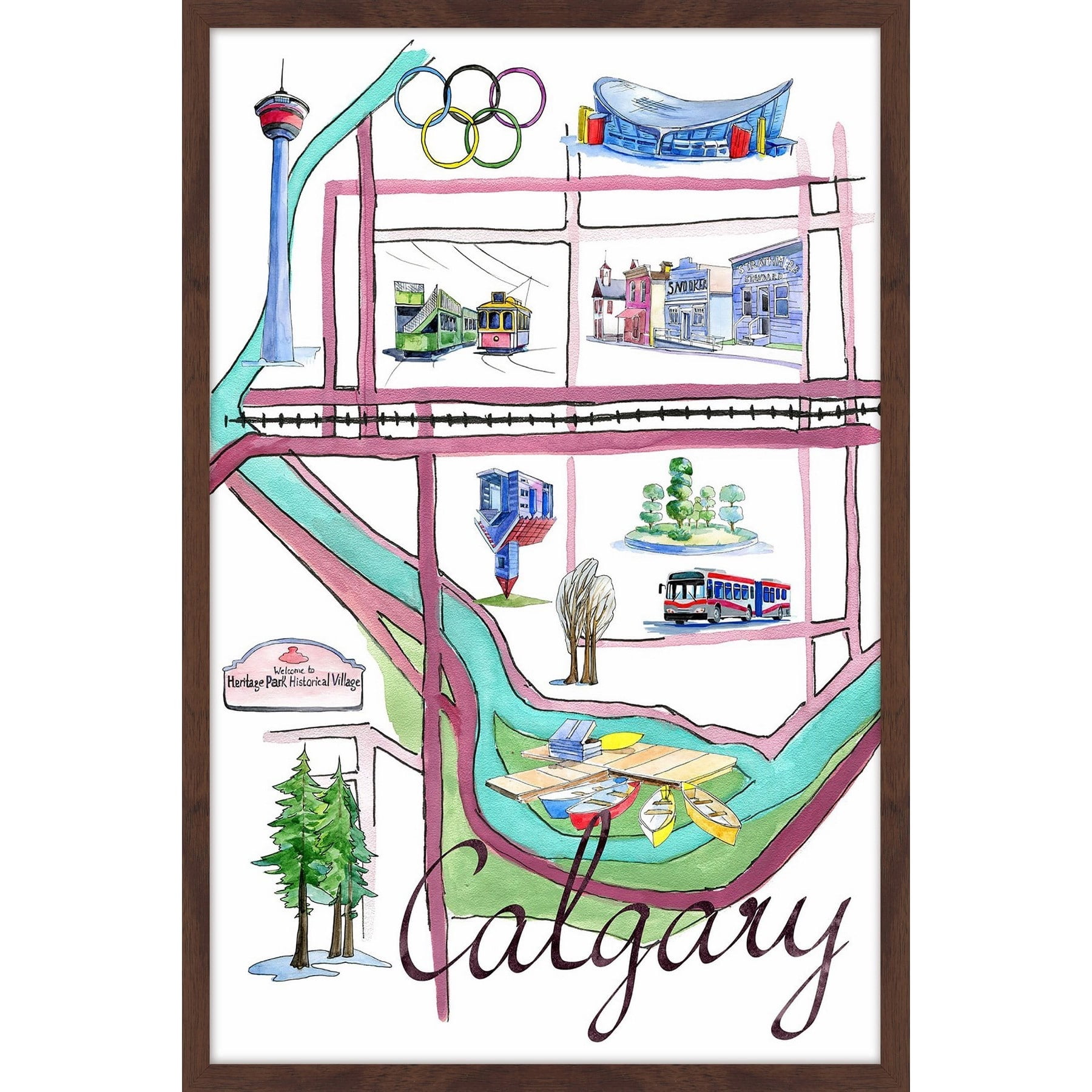 "Calgary Olympics 1" Framed Painting Print