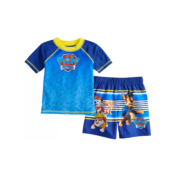 Paw Patrol Toddler Boys' Rash Guard and Swim Trunks Set, Sizes 2T-4T