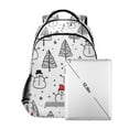 thumbnail image 7 of FORMRS Unisex Backpack Elementary School Travel Bookbag with Reflective Stripes, Black Cartoon Snowmen, 7 of 7
