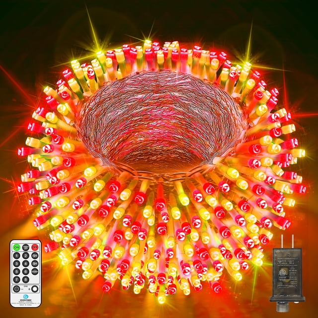Cadena de luces LED JXLEDAYY de 403 pies y 1000 pulgadas, superbrillantes, blanco cálido y rojo