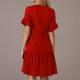 thumbnail image 3 of Robe Midi Évasée à Étages Décontractée pour Femmes, à Volants, Manches Courtes, Col en V, Ligne A, Ample, Robes d'Été Fluides, Robe Chemise Évasée Mini avec Poches, 3 of 6