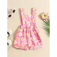 thumbnail image 3 of Nygoyerh Toddler Little Girls Summer Romper Overalls Floral Print Front Pockets Adjustable Straps Jumpsuit Kids Cute Sleeveless Shortall Playsuit 12M 18M 24M 3T 4T 5T, 3 of 7