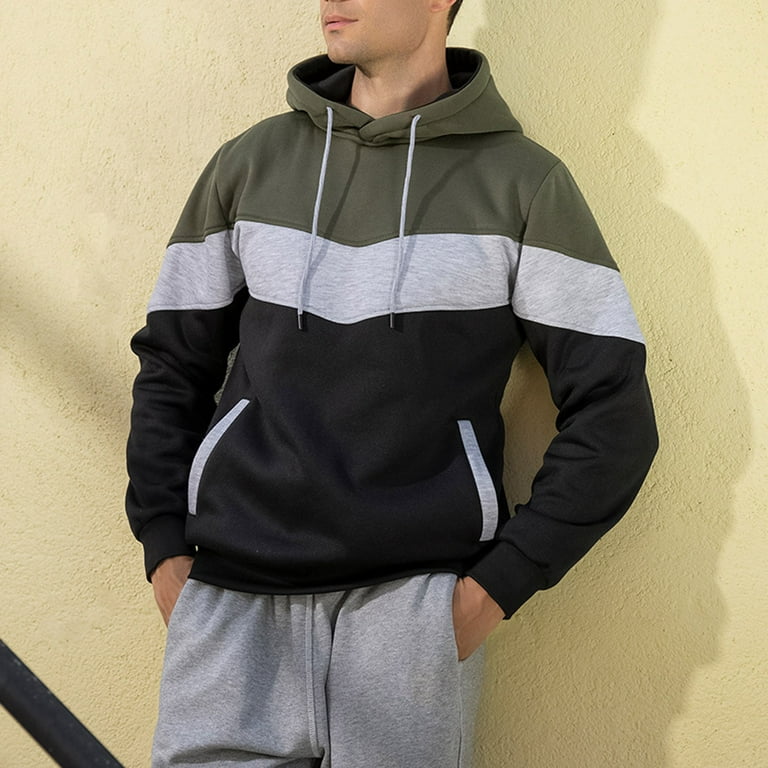 Mens Sweatshirt Hoodies Winter Fall Long Sleeve Casual Zipper Splicing Large Size Jacket Hoodie Sweaters Tops