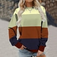 thumbnail image 2 of Fjofpr Long Sleeve Shirts for Women Color Match Stripe Crewneck Bottoming Sweatshirts Tops Casual Loose Fit Pullover Sweatshirt Blouse, 2 of 5