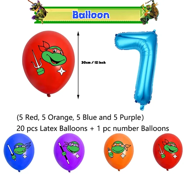 Decoración para fiesta de cumpleaños de tortuga ninja, globo de tortuga, pancarta de fondo, adorno para tarta, suministros para fiesta de héroe ninja para niño, baby shower
