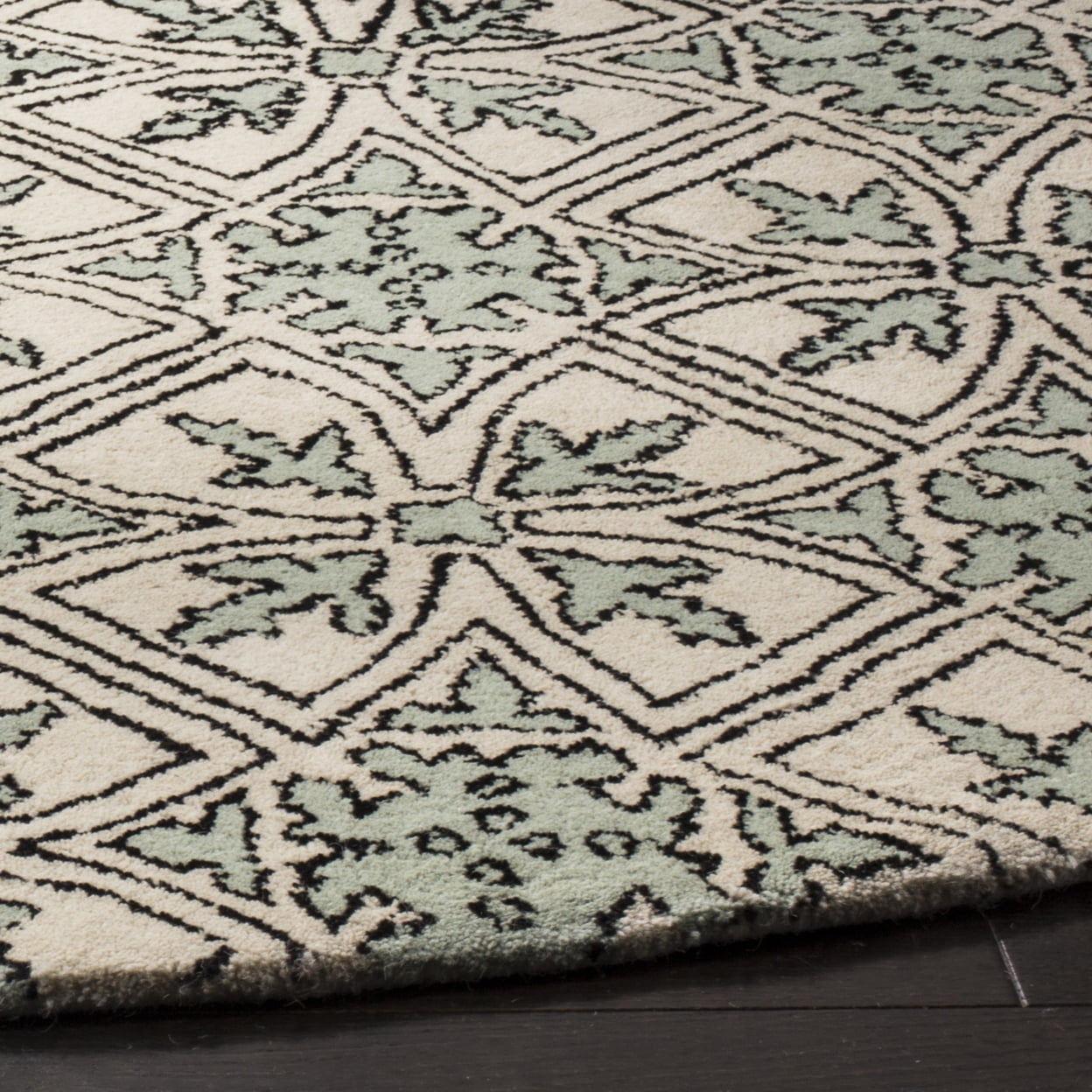 SAFAVIEH Chatham James Geometric Wool Area Rug, Light Blue/Ivory, 4' x 6'