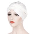 thumbnail image 2 of YESIMOLA Twisted Braid Turban African Women Turban Cap Twisted Braid Head Wraps Pre-Tied Chemo Headscarf for Cancer Hair Cover Hats,Z-White One Size, 2 of 4