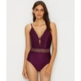 thumbnail image 2 of Becca MERLOT Siren Shimmer Plunge One-Piece Swimsuit, US Small, 2 of 4