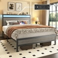 thumbnail image 6 of Full Bed Frame with Storage Headboard & Storage Drawer, Charging Station & LED Light, No Box Spring Needed, Noise Free, Easy Assembly, Gray, 6 of 9