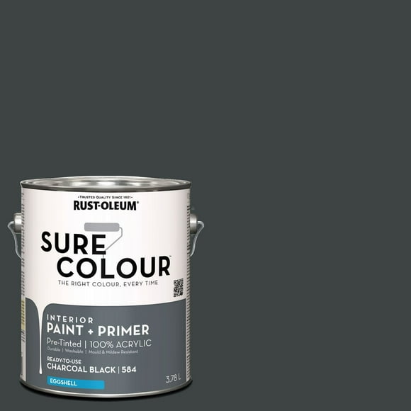Rust-Oleum Sure Colour™ Paint + Primer, Interior Eggshell, Charcoal Black 3.78 L