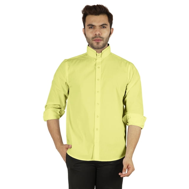 Bestman Formal Front Button Placket Solid Shirts For Mens Long Sleeve Regular Fit Shirt