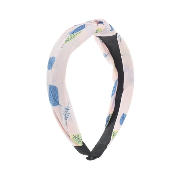 Unique Bargains 1 Pc Grace Leaf Pattern Wide Cross Knot Headbands for Women Pink
