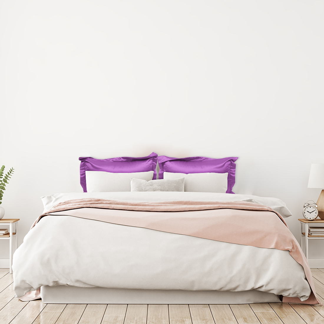 Unique Bargains 2-Pack Satin Silk Envelope Closure Pillow Shams Purple Boudoir