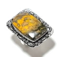 thumbnail image 2 of Natural Bumblebee Jasper Gemstone 925 Sterling Silver Gift Ring Size 8, 2 of 2