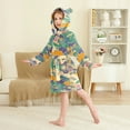 thumbnail image 2 of FORMRS Niños Bathrobe Unisex Hooded Robe Soft Plush Pajamas Sleepwear, Size 2-3T, Beige Floral Wave, 2 of 7