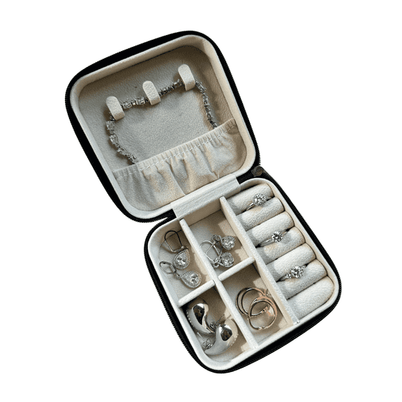 Cate & Chloe Jewelry Travel Case, Black Mini Jewelry Box Organizer for Women