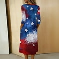 thumbnail image 4 of Women's Independence Day 250 Years Anniversary Patriotic Dress 3/4 Sleeve Button Neck PrintedDress Star Pattern Loose Fit Casual Summer USA Flag Artistic Design for Daily Wear Events Sky Blue XXL, 4 of 4