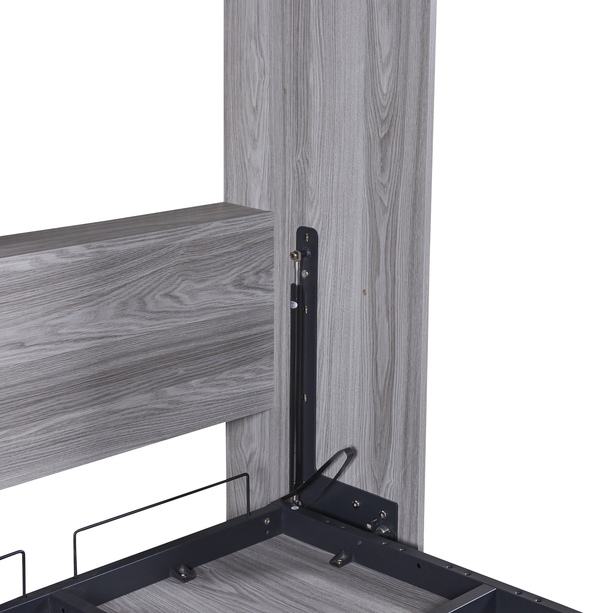 Euroco Pine Wood Twin Size Murphy Bed, Convertible Wall Bed into A Cabinet for Kids Teens, Gray