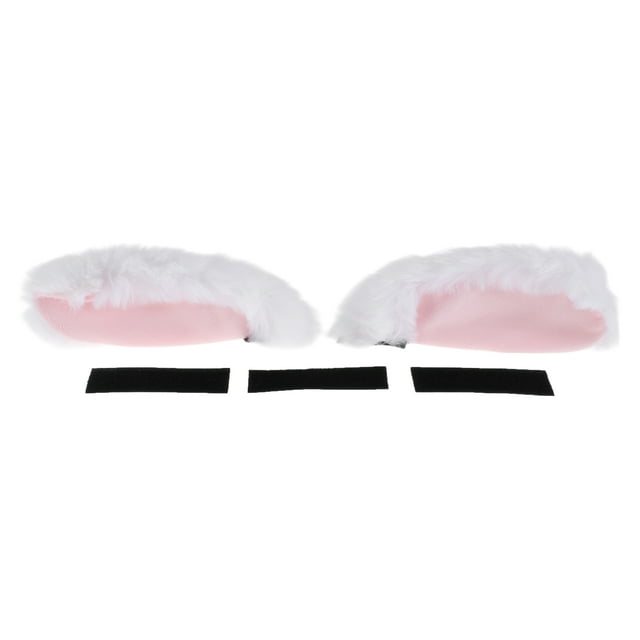 Accesorios de Casco de Motocicleta Decoración Conejo con Orejas Plegadas para Cascos de Motocicleta, Bicicleta y Esquí, Pegatina de Piel Blanca 1 Set