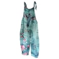 thumbnail image 2 of Summer Plus Size Boho Overalls for Women Hippie Cloth Floral Printed Jumpsuits Spaghetti Strap Rompers Blue XL, 2 of 3